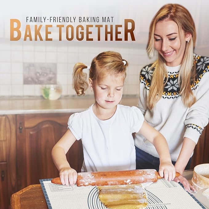 36 * 24 inches Grey, Non-Slip Silicone Baking Sheets - Baking Mat with 0.7mm Thickness - Non-Stick Pastry & Cookie Mat for Kitchen Counter for Rolling Out Dough with Measurements.