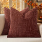 MIULEE Chenille Textured Fall Throw Pillow Covers Rust 18x18 Set of 2 | Slubby by MIULEE
