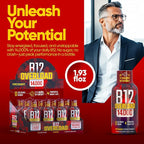 B12 Overload Extra Strength Energy Shot – Pomegranate – 260mg Caffeine, 14000% B12, Electrolytes – Energy & Vitality Support – Zero Sugar No Calories – Vegan, Kosher, Gluten-Free – 1.93 fl oz, 12-Pack