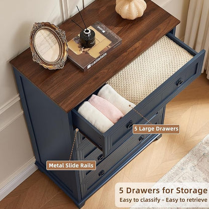 Joaxswe Farmhouse 5 Drawer Dresser - Image 5