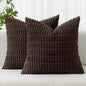MIULEE Corduroy Decorative Throw Pillow Covers 16x16 Dark Brown Pack of 2 | by MIULEE