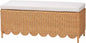 Bali & pari Teresa Bohemian Light Honey Scalloped Rattan Ottoman Bench by balipari