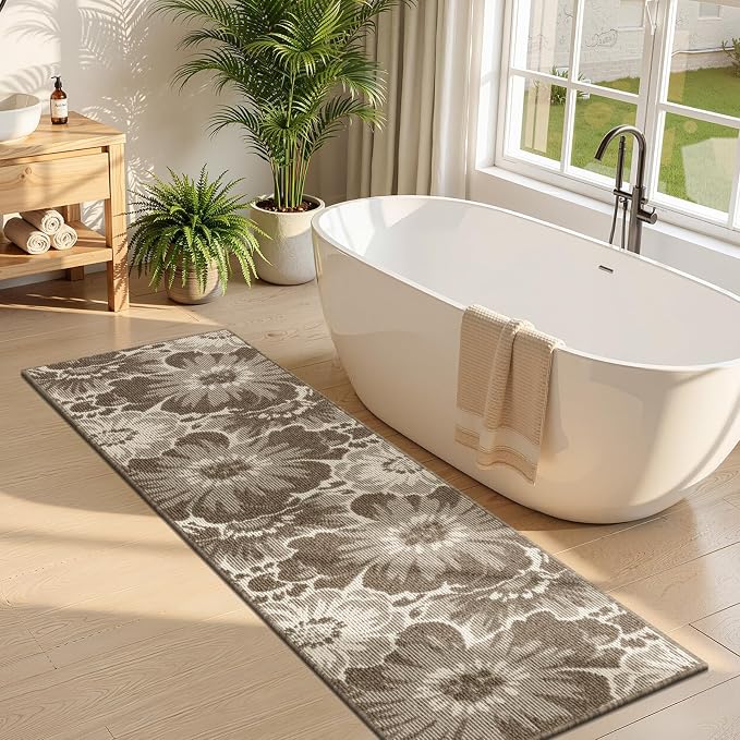 Findosom Hallway Runner Rug 2x8, Non Slip High-Low Textured Floral Washable - Image 8