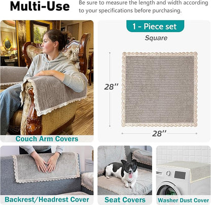 Velvet Couch Arm Cover, Non-Slip Lace Armrest & Backrest Covers, Slipcovers - Image 3