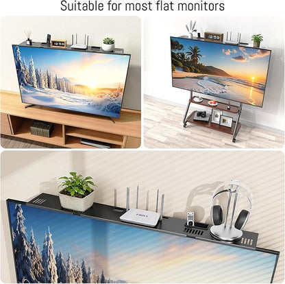 CABTE Adjustable Steel TV Top Shelf, Floating TV Stand, Universal Monitor Shelf - Image 7