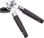 Amazon Basics Multi-function Manual Can Opener and Bottle Opener, 22 cm, Black Soft Grip Dual Handle