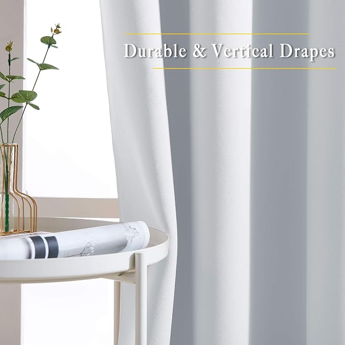 NICETOWN Greyish White Room Darkening Curtains - Image 3