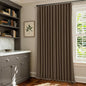 120 Inch Pinch Pleat Brown 100% Blackout Thick Linen Curtains by Twodrapes