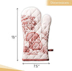 Maison d' Hermine Oven Gloves 100% Cotton Oven Mitt 7" x 13" with Loop Heat Resistant, BBQ, Cooking Gloves, Baking, Grilling, Kitchen, Handling Hot Pans (Pack of 1, Holy Jouy - Brown)