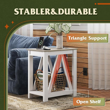 WLIVE Farmhouse End Table, Narrow Side Table - Image 4
