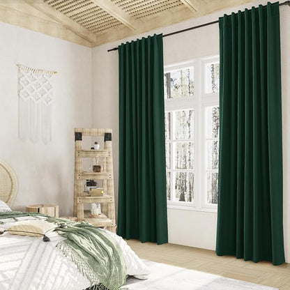 Dark Green 100% Blackout Curtains 96 Inch Length 2 Panels Set - Image 8
