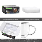 CNGLASS 8.5oz Glass Coffee Mug,Double Wall Insulated Glass Mugs with Handle,Clear Espresso Mugs for Latte,Cappuccino,Tea Bag,Set of 4