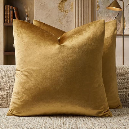 GIGIZAZA Golden Velvet Pillow Covers 26x26 Decorative Pillows Pack of 2 | Throw - Image 5