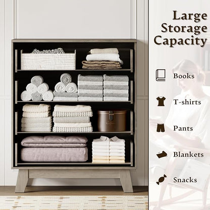 BORNOON 39" Tall Dresser for Bedroom, 4-Drawer Fluted Chest of Drawers - Image 4
