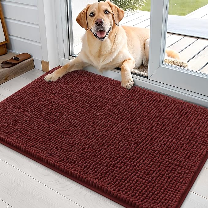 OLANLY Dog Door Mat for Muddy Paws 35x24, Super Absorbent Chenille Mud Mat | by OLANLY
