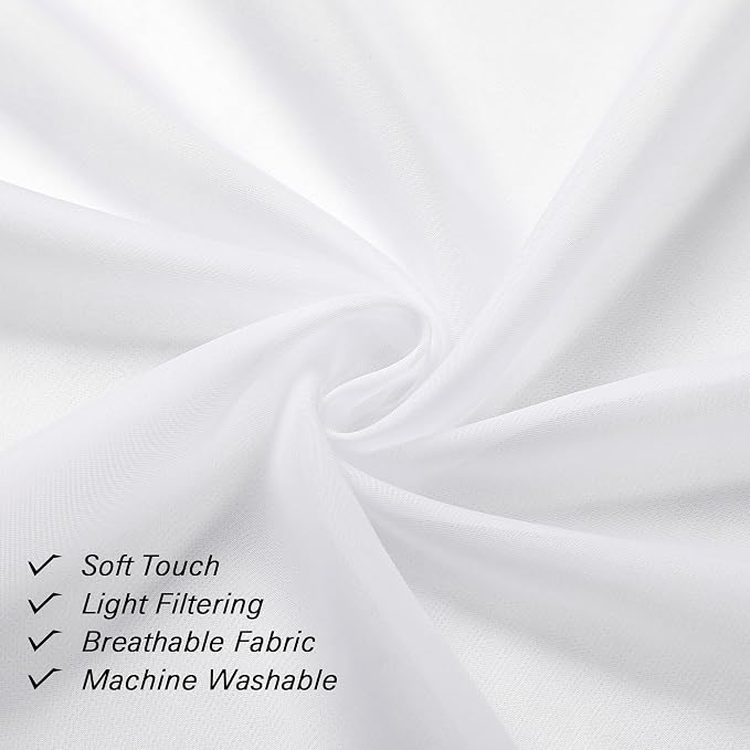 White Sheer Curtains 84 Inches Long 2 Panels, Airy Solid Voile Window Curtain - Image 7