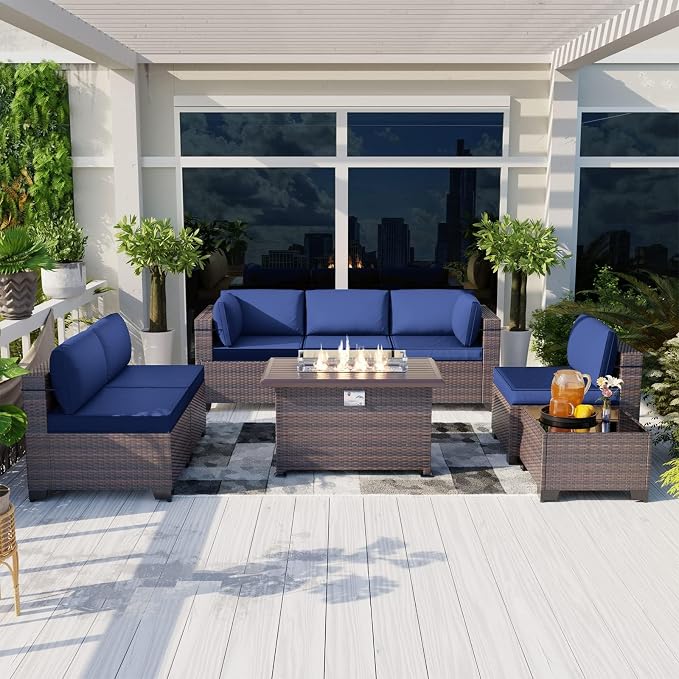 Kullavik 8 Pieces Outdoor Patio Furniture Set, Sectional Sofa Set - Image 7