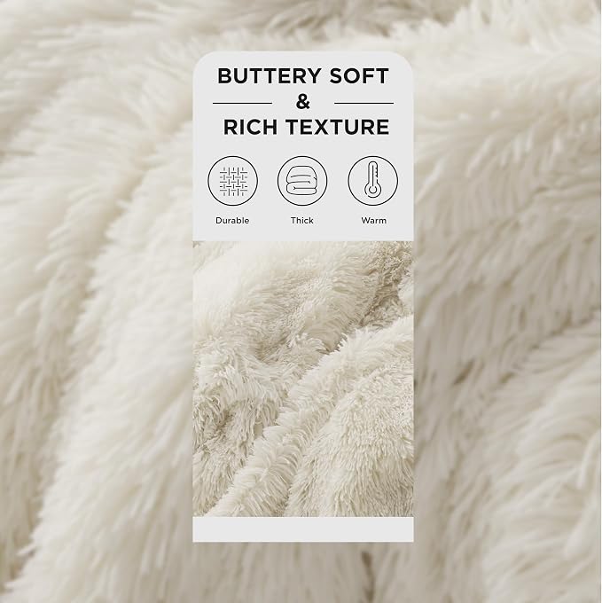 Bedsure GentleSoft Fluffy Cream King Size Blanket - Image 2
