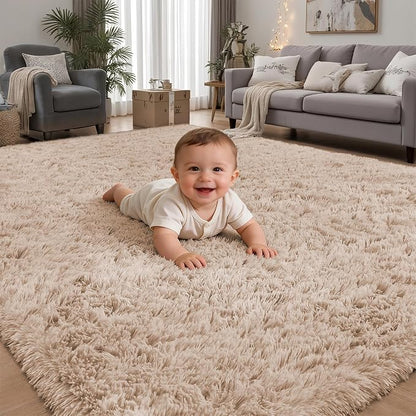PLHXFR 8x10 Area Rugs Living Room: Fluffy Bedroom Rug Shag Carpet Camel | by PLHXFRSoftAreaRugs