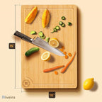 Riveira Wood Cutting Board – Gourmet Bamboo Grandeur: 15 x 10 Inches Wooden Cutting Boards For Kitchen – Natural Cutting Boards For Kitchen – Innovative Juice Grooves Non Toxic Cutting Board