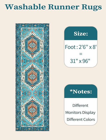 SERISSA 2'6"x8' Washable Non Slip Boho Runner Rug - Image 6