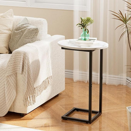 C Shaped End Side Table, Small Oval Couch Sofa Table - Image 6