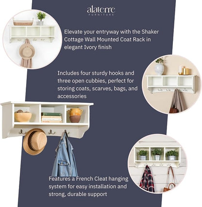 Shaker Cottage 36-Inch Wall-Mounted Coat Rack - Image 4