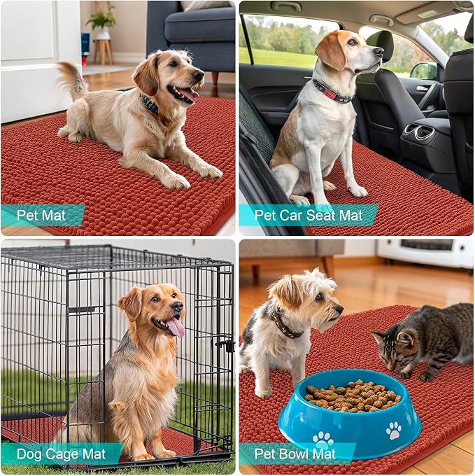 OLANLY Dog Door Mat for Muddy Paws 30x17, Super Absorbent Chenille Mud Mat | - Image 7