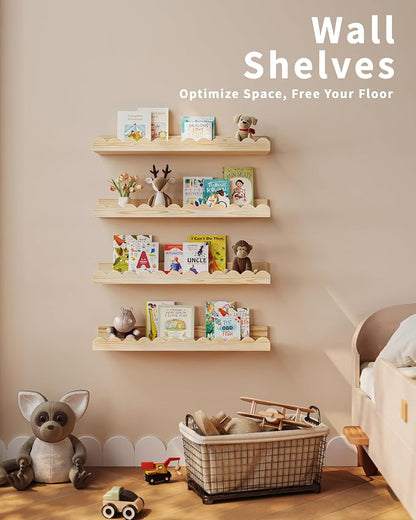 Shario Nursery Book Shelves, Scalloped Shelves, Wall Book Shelves - Image 4