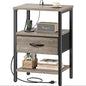 SUPERJARE Nightstand with Charging Station, Bed Side Table with Adjustable by SUPERJARE