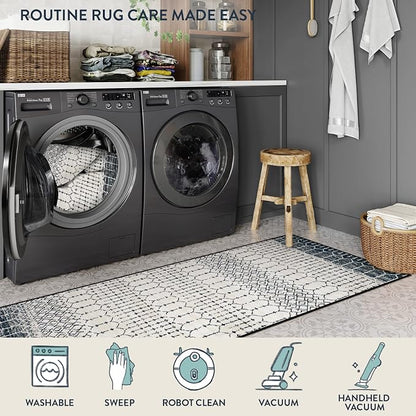 Lahome Moroccan Hallway Runner Rug, Washable Black 2x8 Rug Runner Ultra-Thin - Image 4