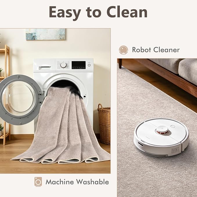 2x3 Oatmeal/White Area Rug Washable Non-Slip Soft - Image 7
