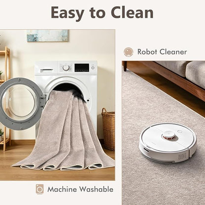 2x3 Oatmeal/White Area Rug Washable Non-Slip Soft - Image 7