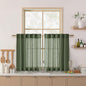 Olive Green Linen Curtains 30 Inch Length Short Kitchen, Semi Sheer Boho Cafe by Nanspring