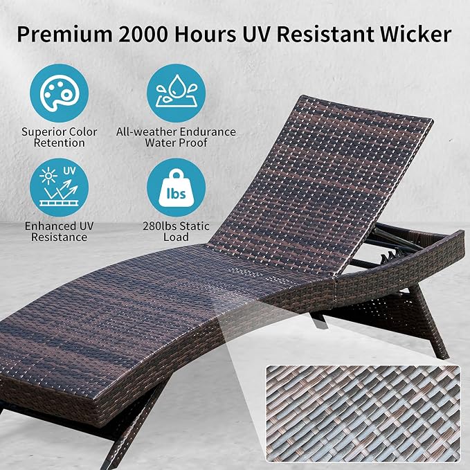 Folding Patio Chaise Lounge, Foldable Long Reclining Patio Seating Chairs - Image 4