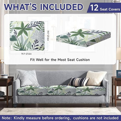 CALBODE 12 Pcs Stretch Indoor/Outdoor Seat Cushion Covers, Indoor/Outdoor Couch - Image 2