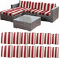 CALBODE 14 Pcs Stretch Outdoor Seat Cushion Covers, Washable Striped Chair Seat by CALBODE