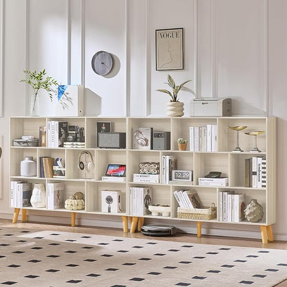 LEYAOYAO 10 Cube Bookshelf, 3 Tier Vintage 55" Wide Bookcase - Image 5