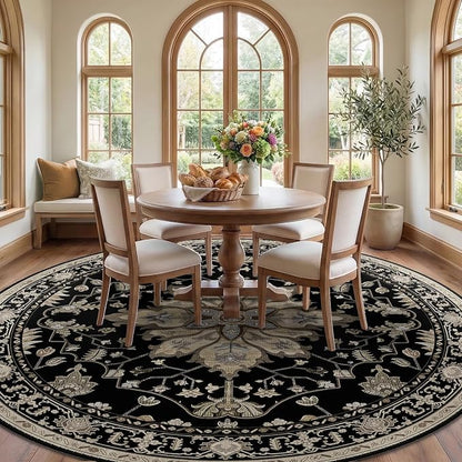 RELEANY Washable Area Rug, Round 10ft, Water Repellent, Pet Friendly, Vintage - Image 3