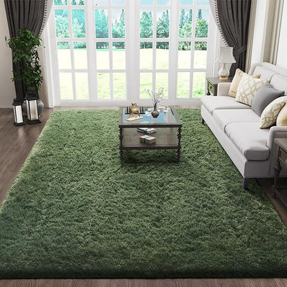 Ophanie Gray Green Rugs for Living Room 5x8, Grass Shag Fluffy Large Fuzzy by Ophanie