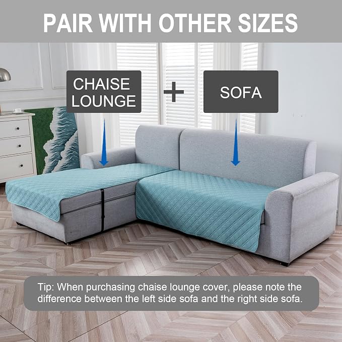 Genina L Shape Couch Cover, Sectional Couch Chaise Covers, Waterproof Washable - Image 3