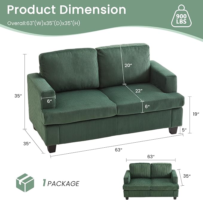 YOUDENOVA 2 Piece Set Comfy Sofa Couch, 3 Seater & Loveseat Sofa - Image 3