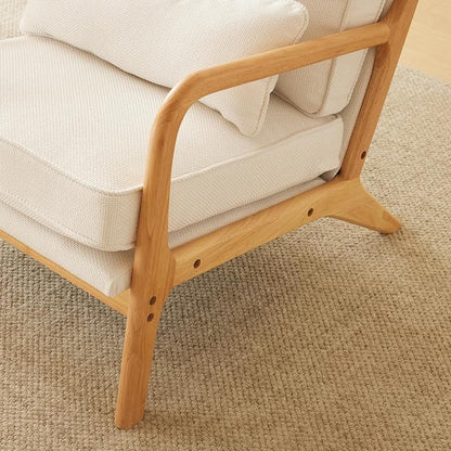 VINGLI Cozy Living Room Chairs, Coarse Linen Beige Accent Chairs Set of 2 - Image 7