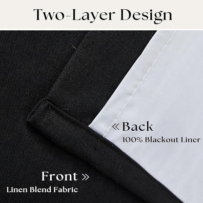 Black Linen 100% Black Out 120 Inch Curtains - Image 4