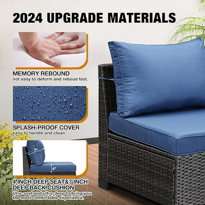 JOYURE 7 Pieces Patio Furniture Set All-Weather Outdoor Wicker Sectional - Image 5