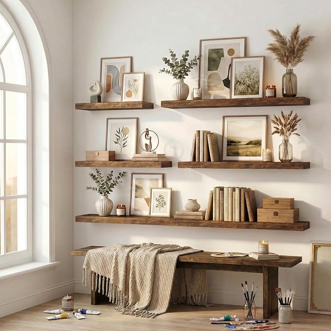 12 inch Deep Floating Shelves for Wall, 48 inch Wide Engineered Wood Wall - Image 7