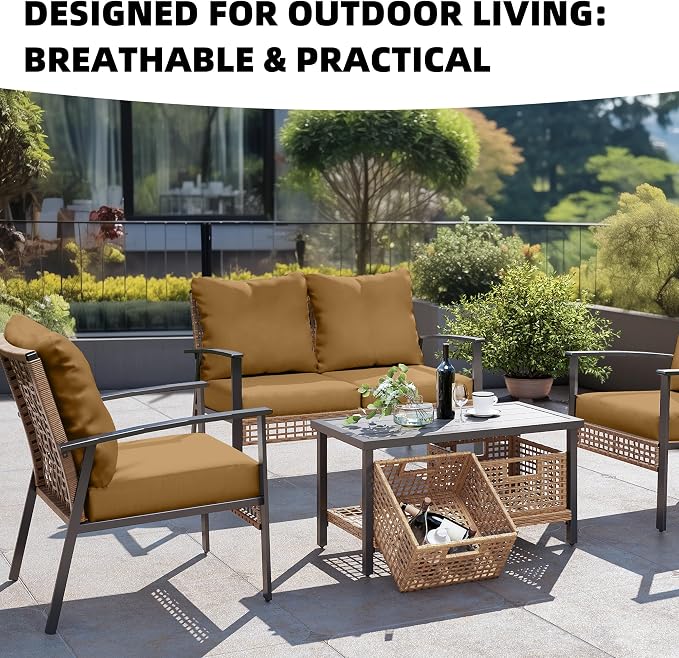 8Pcs Outdoor Cushion Covers, Elastic Patio Cushion Covers | Washable, - Image 4