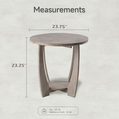 Round Farmhouse End Table for Small Spaces, French Country Accent Side Table - Image 2