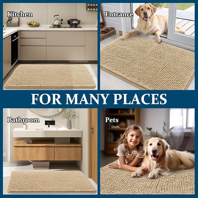 OLANLY Dog Door Mat for Muddy Paws 59x32, Super Absorbent Chenille Mud Mat | - Image 8