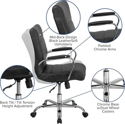 Flash Furniture Whitney Mid-Back Swivel LeatherSoft Desk Chair - Image 10